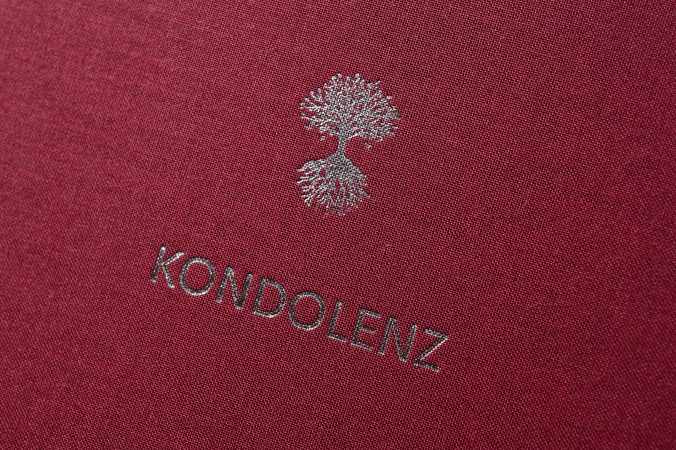 Kondolenzbuch, Auswahlmotiv Baum in silber,original Letterpress, handmade in Berlin, Teschner Werkraum Ulrich Teschner Baruther Akzidenzen